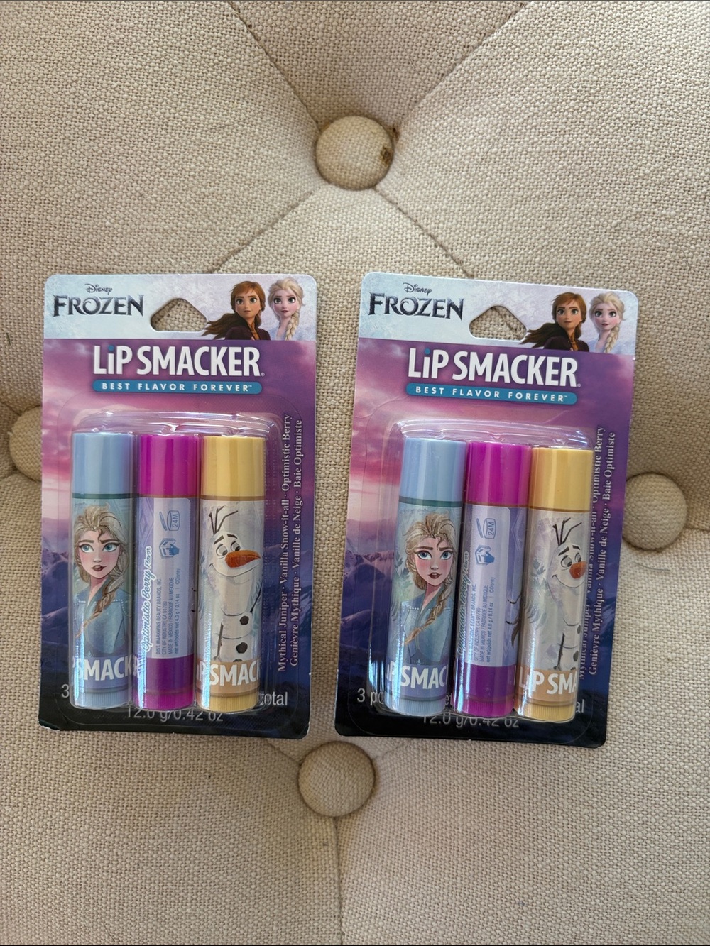 NWT🤍Disney Frozen 🤍 2 boxes , 3-Pack Lip Balm Set — Blue, Pink, Yellow
